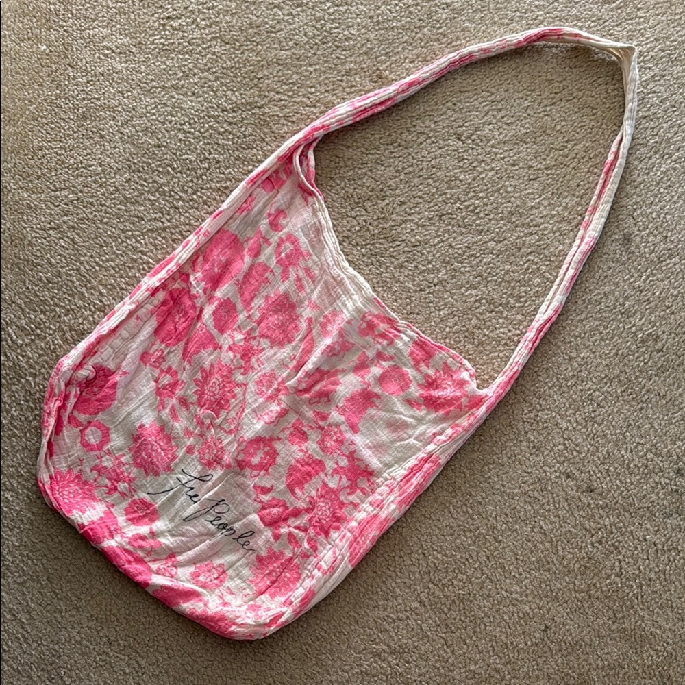Free People Pink Shoulder Crossbody Tote Bum Bag with Artistic Design